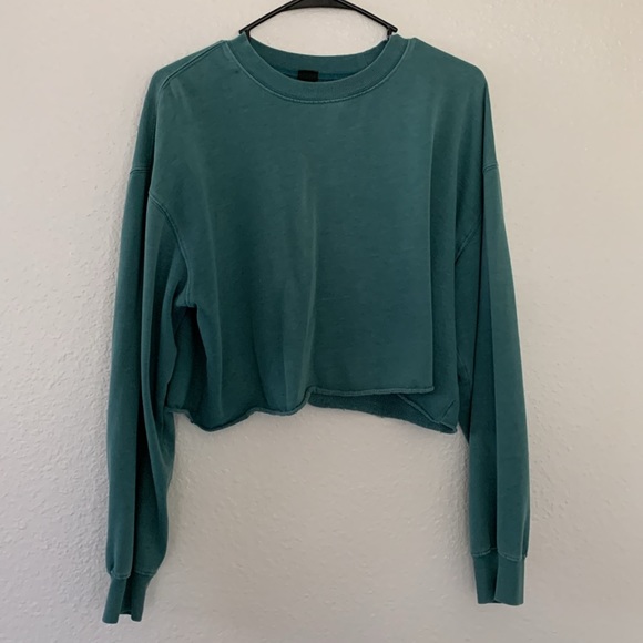 Teal semi crop sweatshirt - Picture 2 of 2